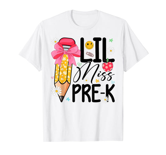 Cute Lil Miss Pre-K Preschool First Day Of School Girls Kids T-Shirt