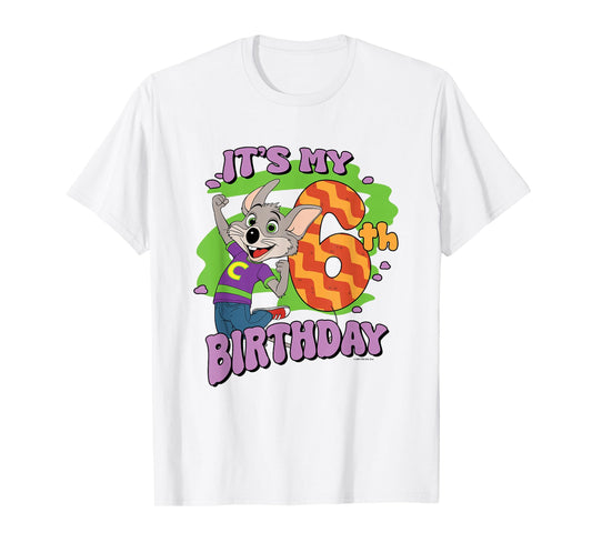 Chuck E. Cheese It's My 6th Birthday Happy Chuck Chest Logo T-Shirt