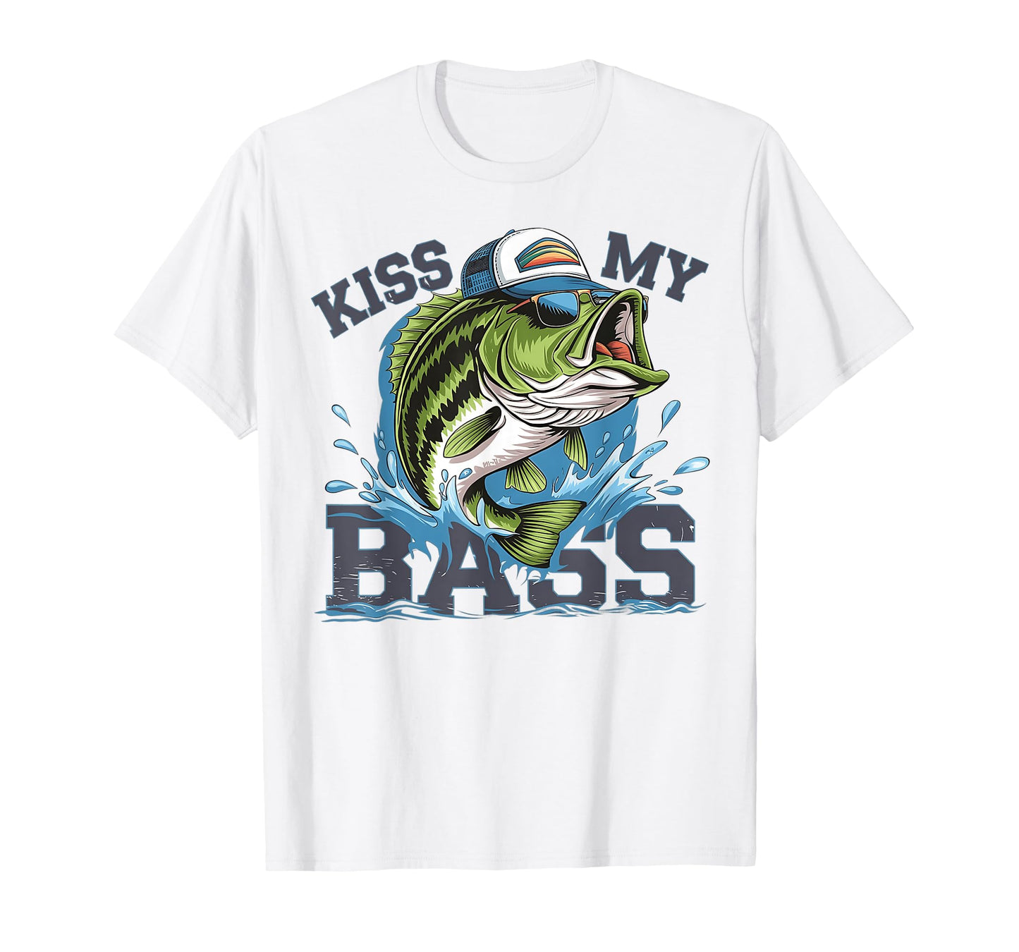 Vintage Kiss My-Bass Fishing Lover Bass Fisher Womens Mens T-Shirt