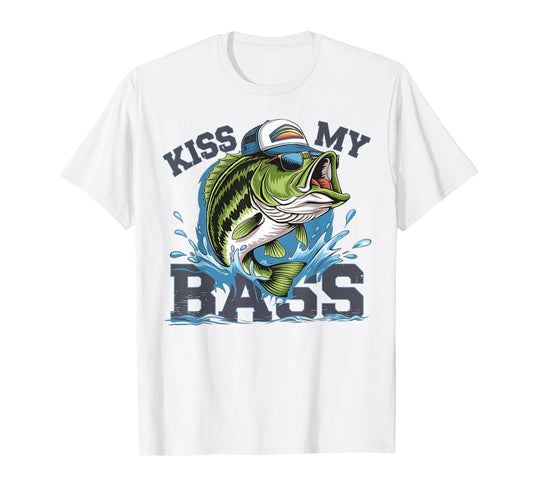 Vintage Kiss My-Bass Fishing Lover Bass Fisher Womens Mens T-Shirt