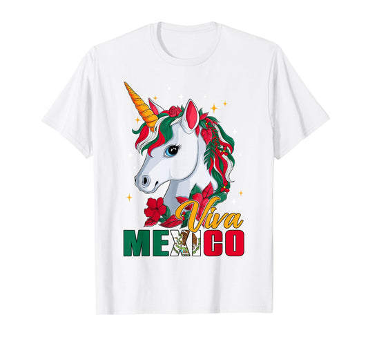 Viva Mexico Mexican Independence Day Mexican Flag Unicorn T-Shirt