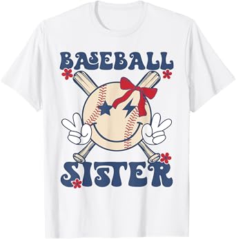 Baseball Sister Coquette Bow Sport Lovers Baseball Girls T-Shirt