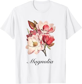 Vintage Magnolia Flower Floral Illustration Blossom Lovers T-Shirt