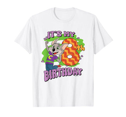 Chuck E. Cheese It's My 8th Birthday Happy Chuck Chest Logo T-Shirt