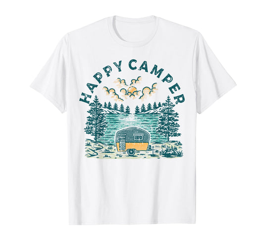 Happy Camper Hiking Lake Camping Family Vacation Vintage T-Shirt