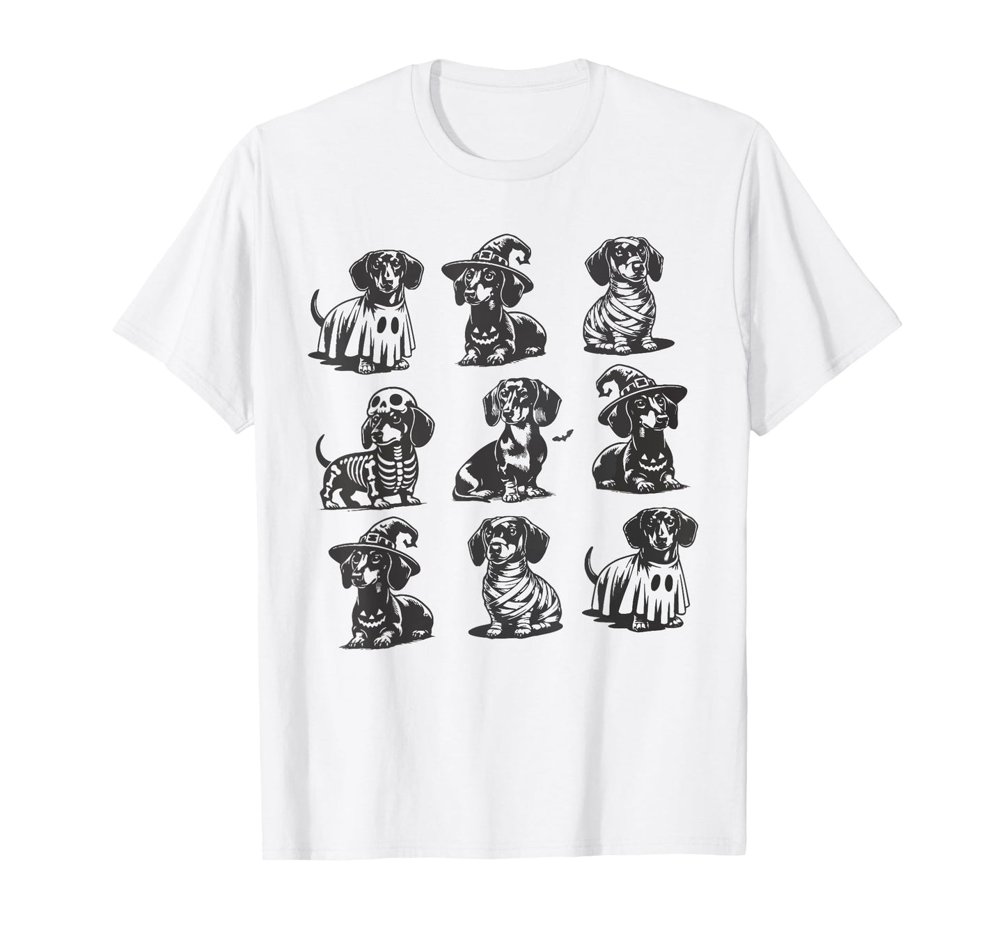 Retro Dachshund Witch Dog Spooky Season Halloween Funny T-Shirt