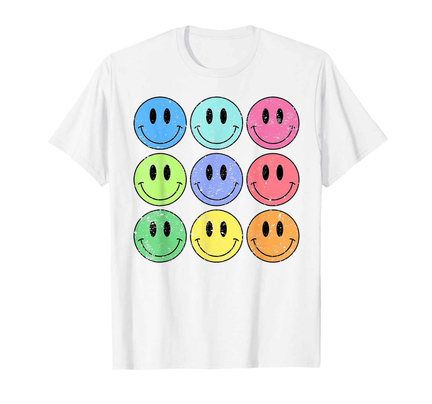 Retro Groovy Checkered Pattern Smile Face Trendy Womens Kids T-Shirt