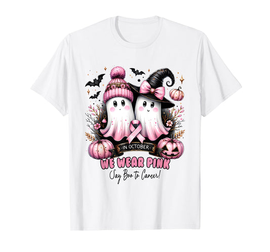 in October We Wear Pink Say Boo to Breast Cancer Awareness T-Shirt