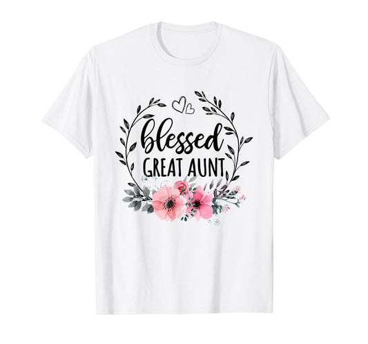 Blessed Great Aunt Shirt for Women Floral Decor Mothers Day T-Shirt