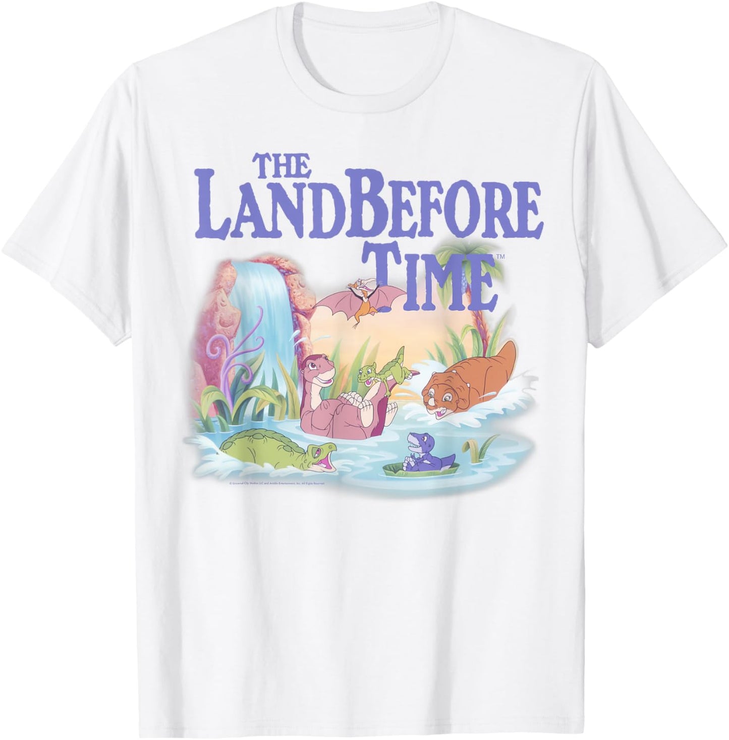 Land Before Time Pastel Dinosaur Friends Splashing Around T-Shirt