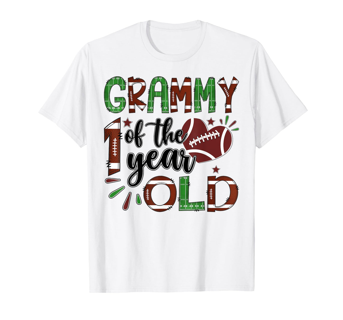 Grammy Of The 1 Year Old Football 1St Year Down Birthday T-Shirt