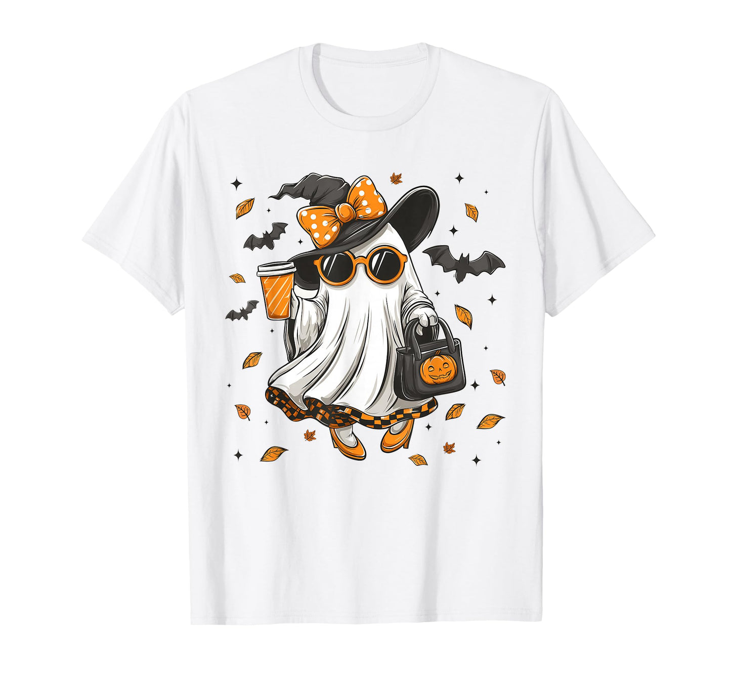 Coquette Leopard Ghost Coffee Boo-JEE Halloween Boujee Ghost T-Shirt