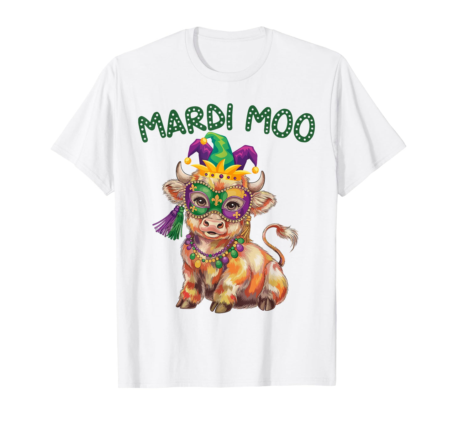 Mardi Moo Highland Cow Mardi Gras Cowboy Western Fat Tuesday T-Shirt
