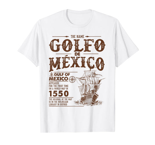 Vintage Gulf Of Mexico Map Name Origin Since 1550 T-Shirt