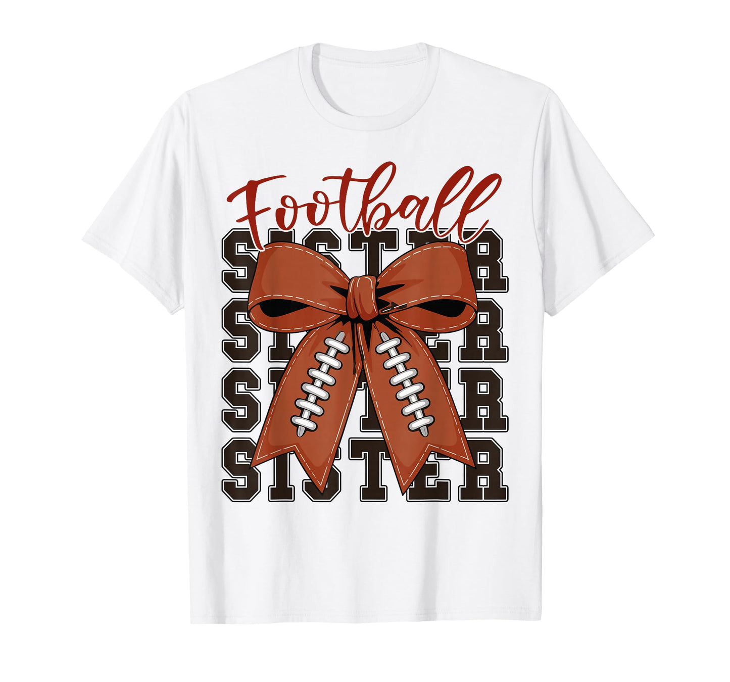 Girl Football Sister Coquette Bow Football Game Day Teen T-Shirt