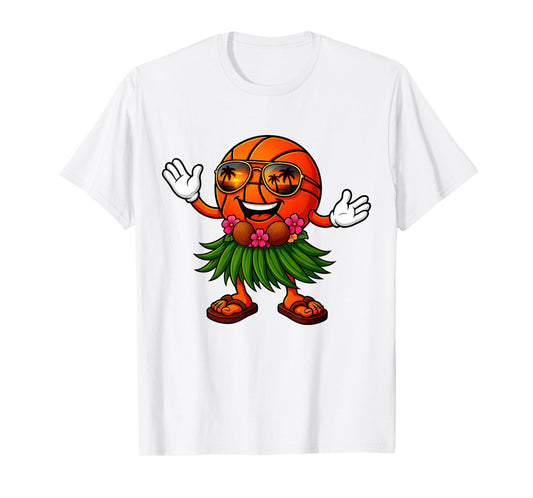 Cute Hawaiian Basketball Ball Tropical Beach Summer Vacation T-Shirt