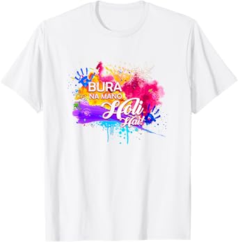 Colourful Hands Bura Na Mano Holi Shark T-Shirt