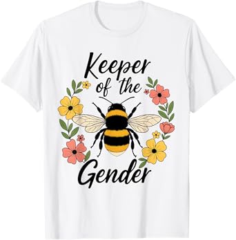 Keeper of The Gender Cute Bee Beekeeper Reveal Party Mom Kid T-Shirt