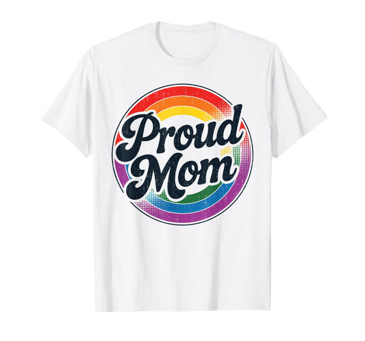 Colorful Retro Art for Proud Mom LGBTQ Pride Month Gay Pride T-Shirt