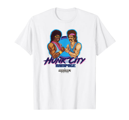 A Minecraft Movie Hunk City Rampage Powerful 90's Logo T-Shirt