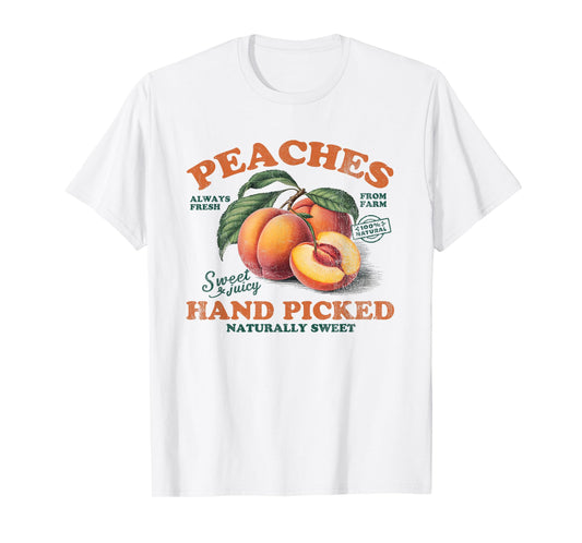 Peaches Hand Picked Vintage Fruit Retro Peach Graphic T-Shirt