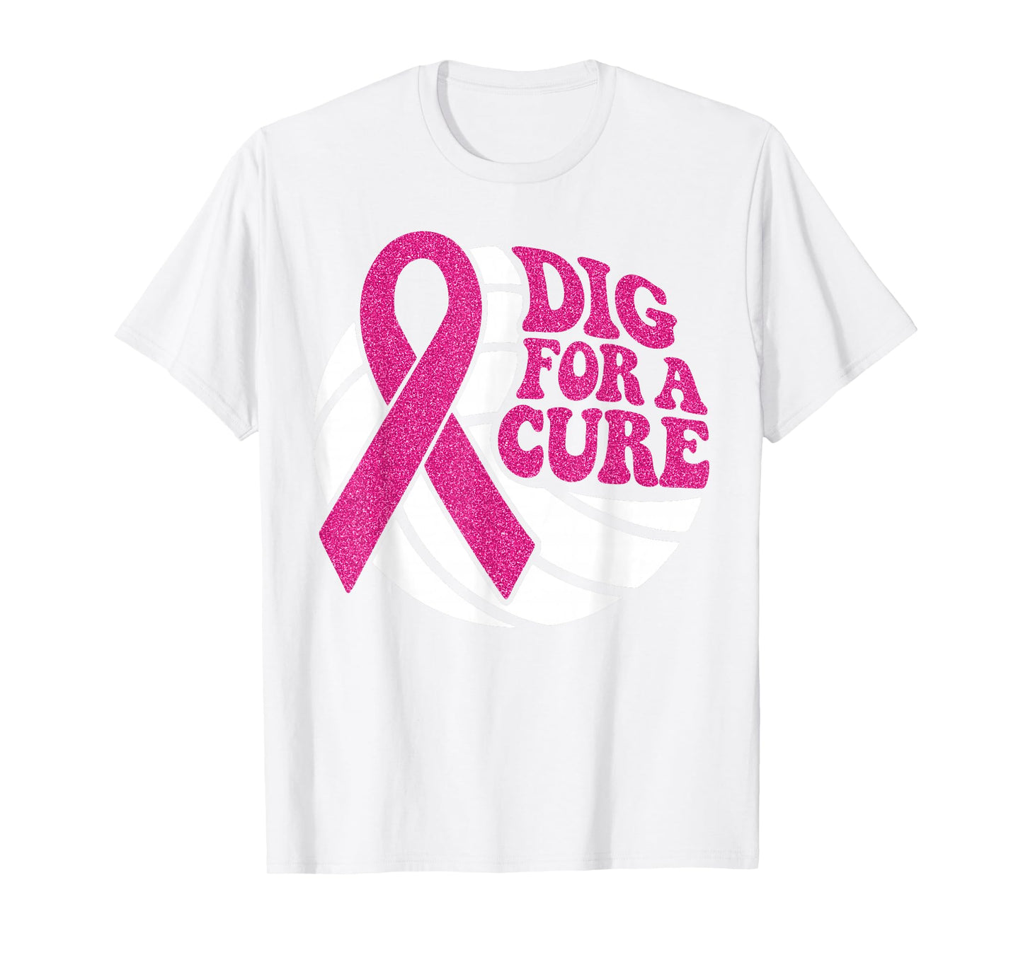 Dig for Cure Pink Ribbon Volleyball Breast Cancer Awareness T-Shirt