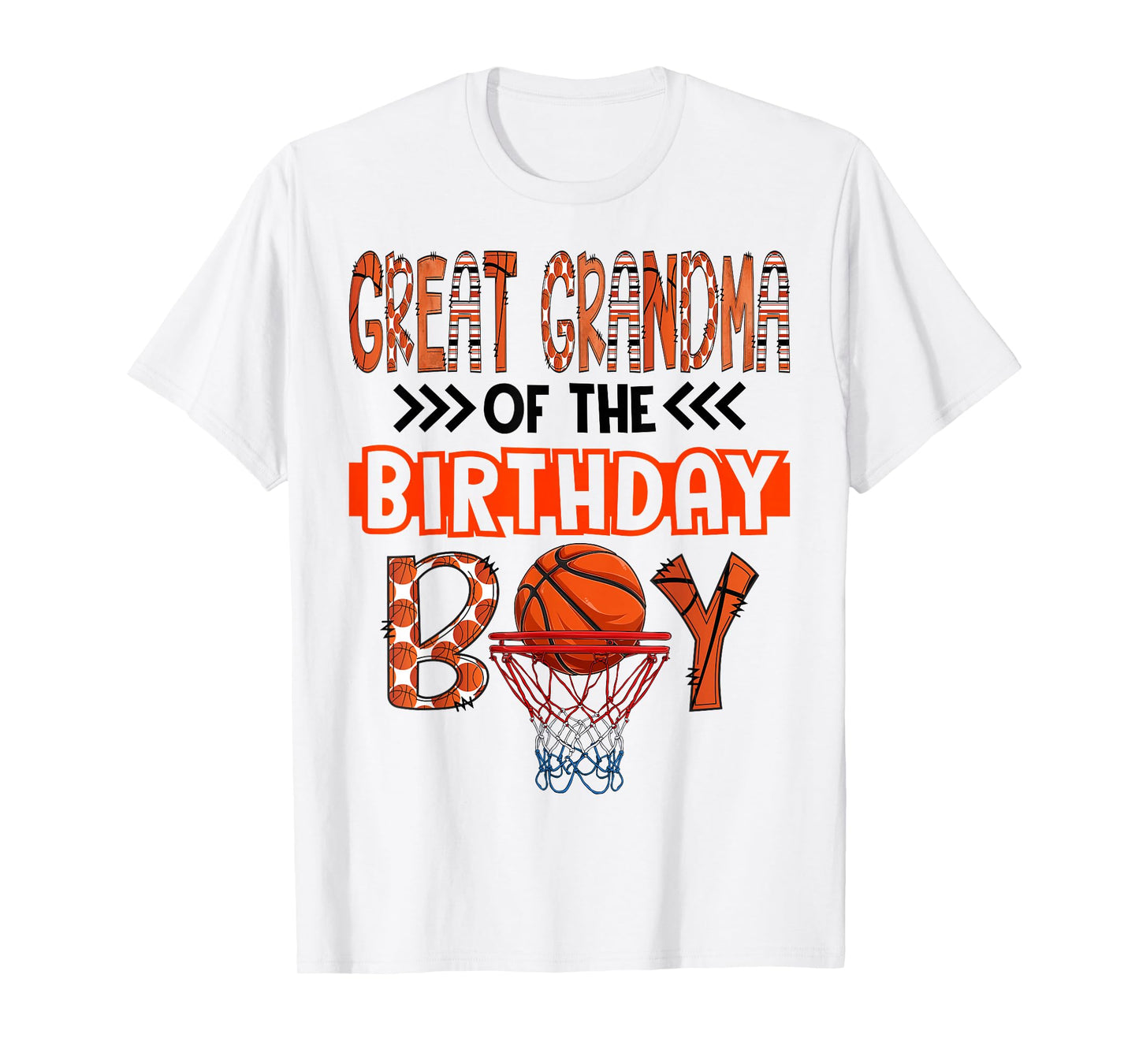 Great Grandma of The Birthday Boy Basketball Party Family T-Shirt