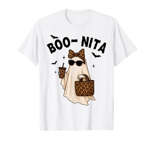 Cute Halloween Boo-nita Leopard Ghost Boo-JEE Spooky Season T-Shirt