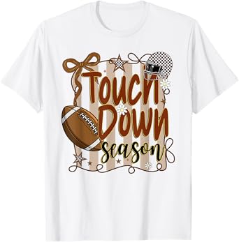 Checkered Coquette Football Touchdown Season, Football Mom T-Shirt