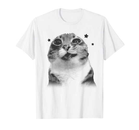 Funny Y2k Retro Cat Silly Vintage Kitten Meme Cat Lover T-Shirt