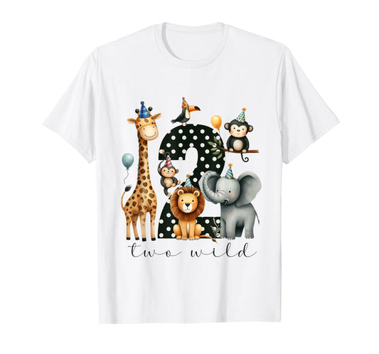 Two Wild Birthday Woodland Safari Jungle 2nd Birthday Boys T-Shirt
