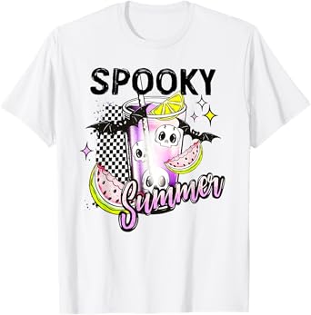 Vintage Spooky Summer Beach Halloween Coffee Summer Vacation T-Shirt