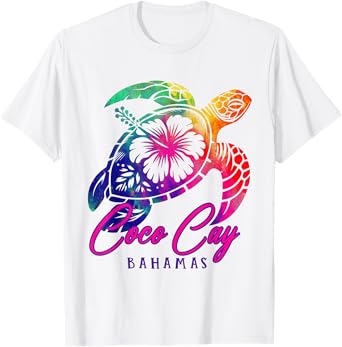 Coco Cay Tie Dye Sea Turtle Hibiscus Bahamas Vacation 2025 T-Shirt