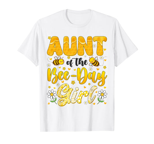 Aunt Of The Bee Day Girl Flower Birthday Family Matching T-Shirt