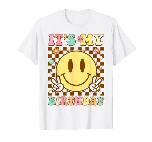 It's My Birthday Men Women Boys Girls Kid Retro Groovy Bday T-Shirt