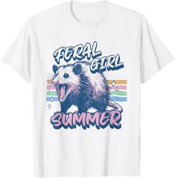 Vintage Feral Girl Summer Opossum Meme Possum Sarcastic T-Shirt