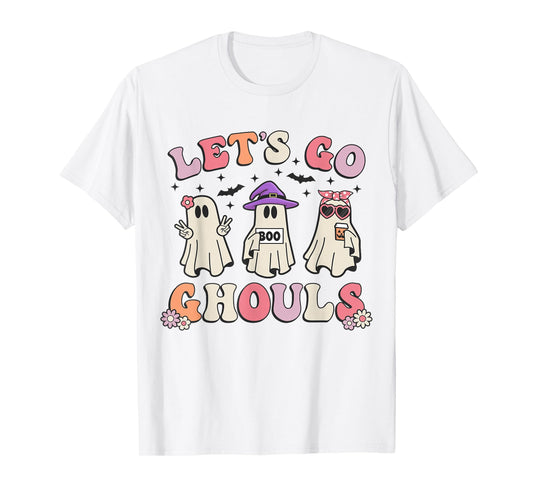 Lets Go Ghouls Retro Halloween Ghost Women Toddler Girl T-Shirt