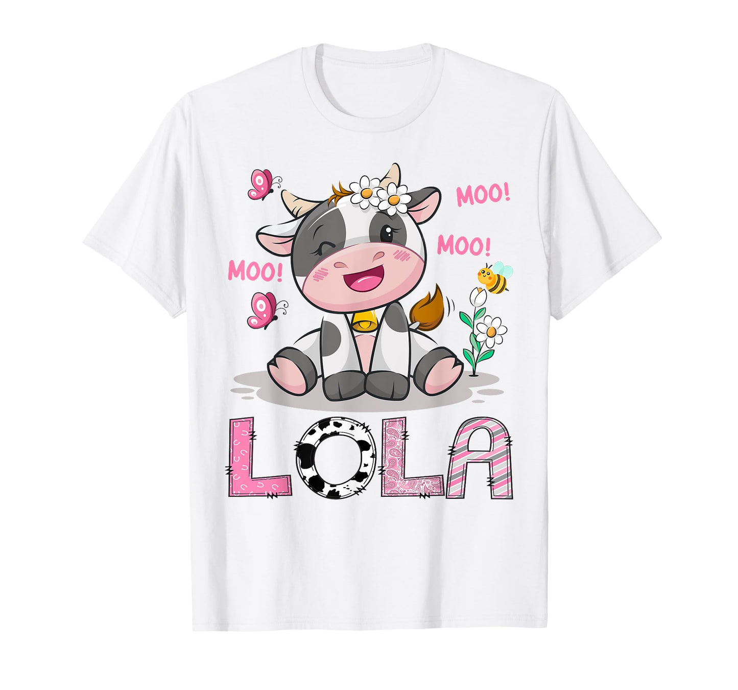 Lola Cute Cow Moo Moo Farmer Birthday Girl Matching T-Shirt