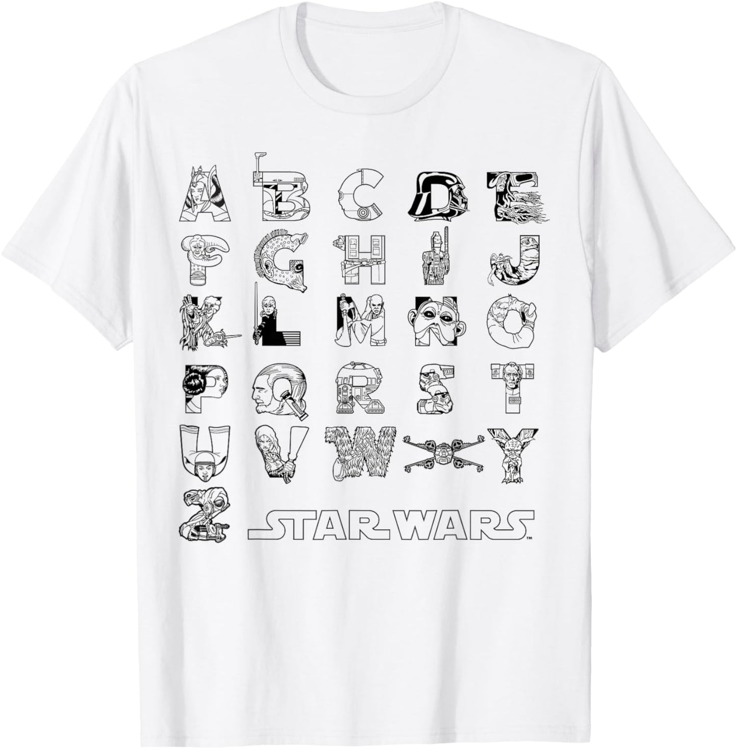 Star Wars In An Alphabet Far, Far Away Characters T-Shirt T-Shirt