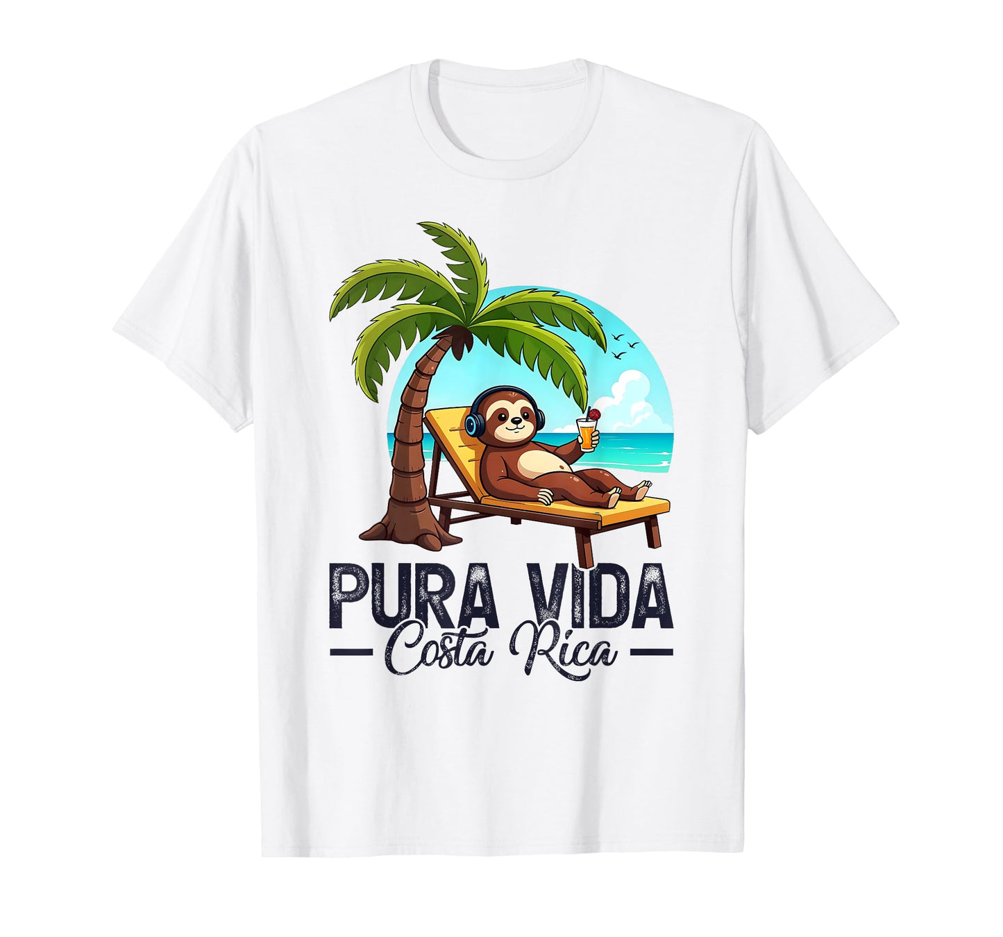 Sloth Summer Family Vacation Costa Rica Beach Pura Vida T-Shirt