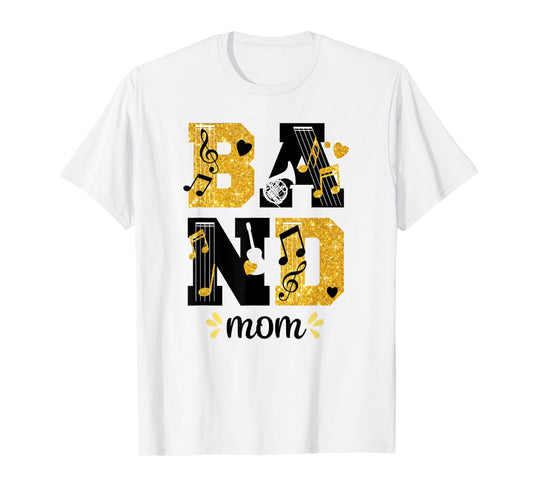 Proud Band Mom Musical Marching Band Mom Yellow and Black T-Shirt