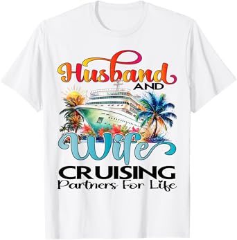 Husband Wife Partner Cruise Together 2025 Matching Unisex-Adults T-Shirt White Small Short Sleeve Cotton 80% Polyester 20% Couples Matching T-Shirt