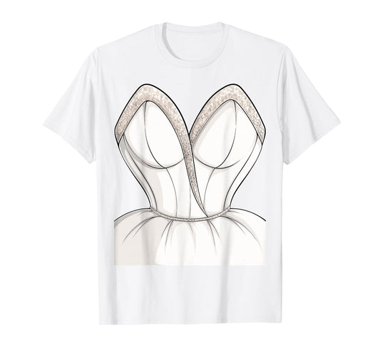 Wedding Dress Simple Marriage Bridal Shower Costume Women T-Shirt