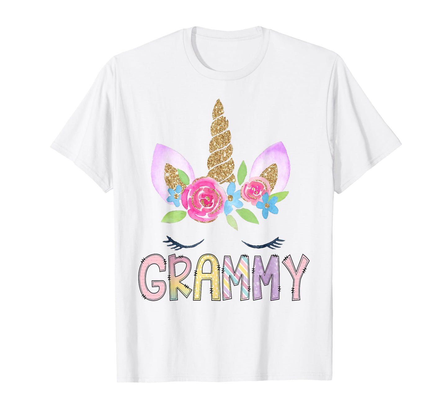 Grammy Unicorn Floral Birthday Girl Family Matching T-Shirt