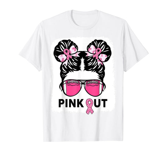Girl Breast Cancer Awareness Football Pink Out Daughter Kids T-Shirt