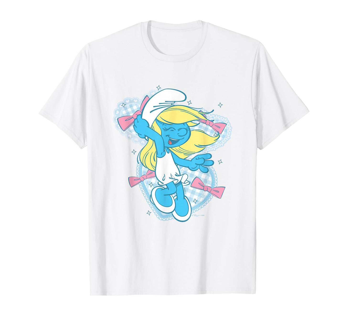 The Smurfs Cute Coquette Smurfette Pastel Color Chest Logo T-Shirt