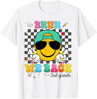 Bruh We Back 3rd Grade Smile Face First Day Of School Boys T-Shirt