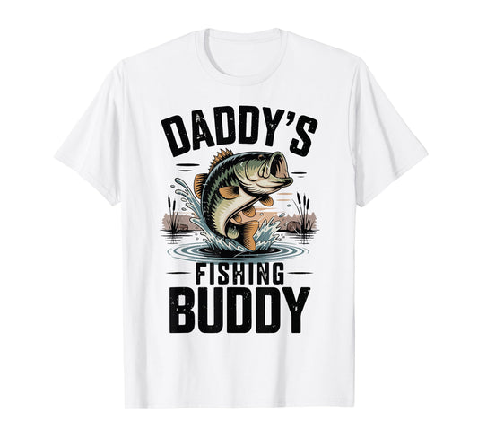 Boy Daddy Fishing Buddy Largemouth Bass Fish Funny Fisherman T-Shirt