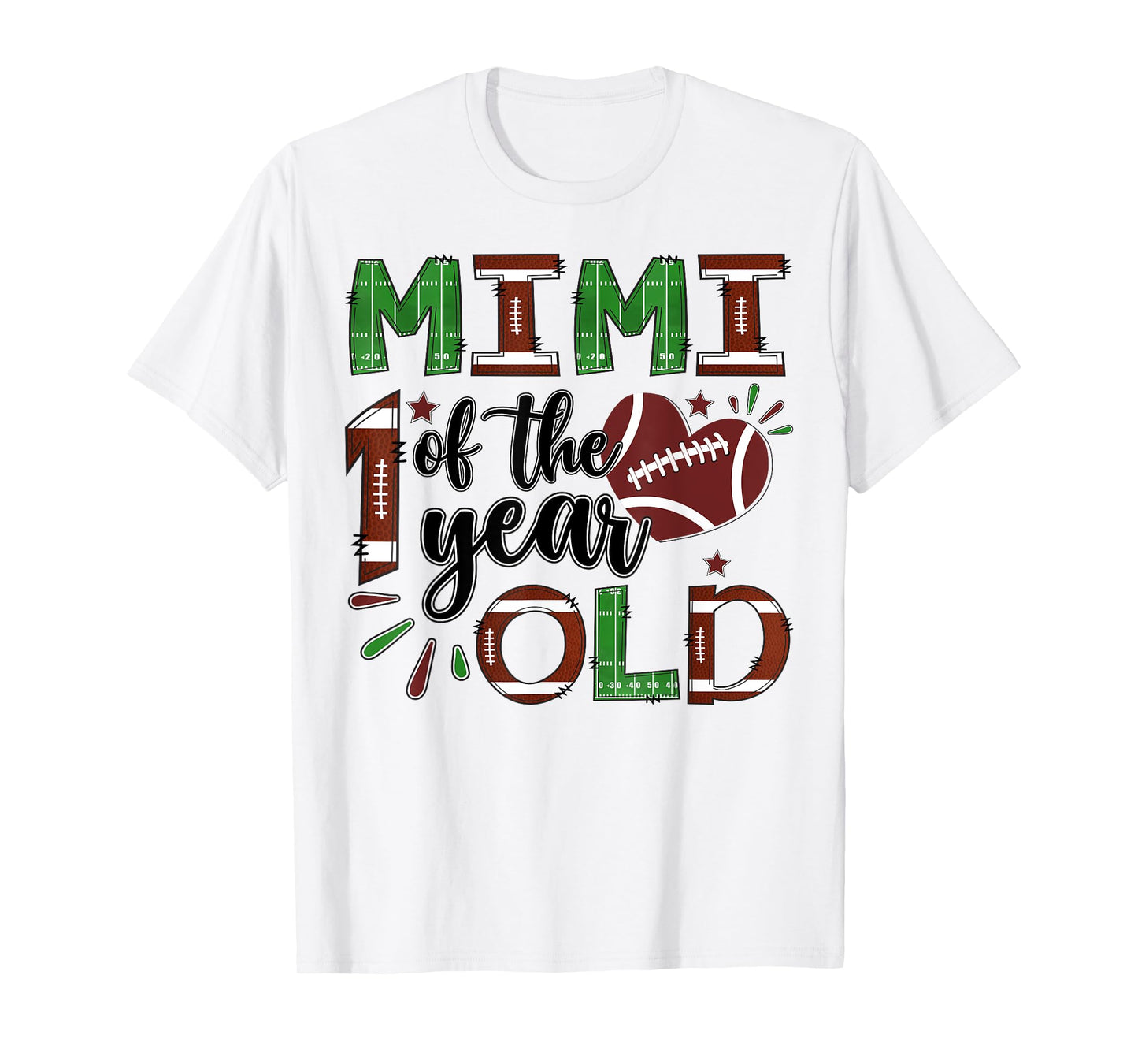 Mimi Of The 1 Year Old Football 1St Year Down Birthday T-Shirt