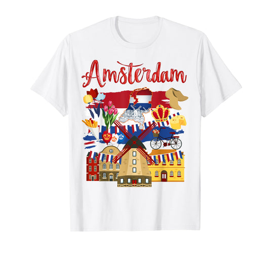 Amsterdam Outfit Idea For Kids & Holland Netherlands Flag T-Shirt